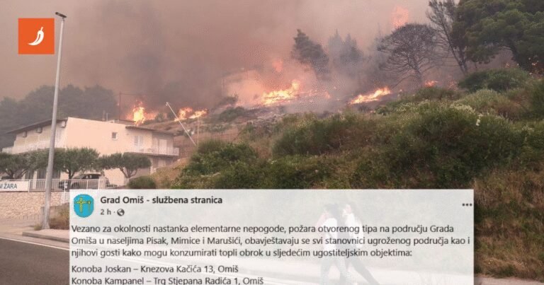 Konobe i restorani u Omišu nude besplatne tople obroke ljudima s područja požara