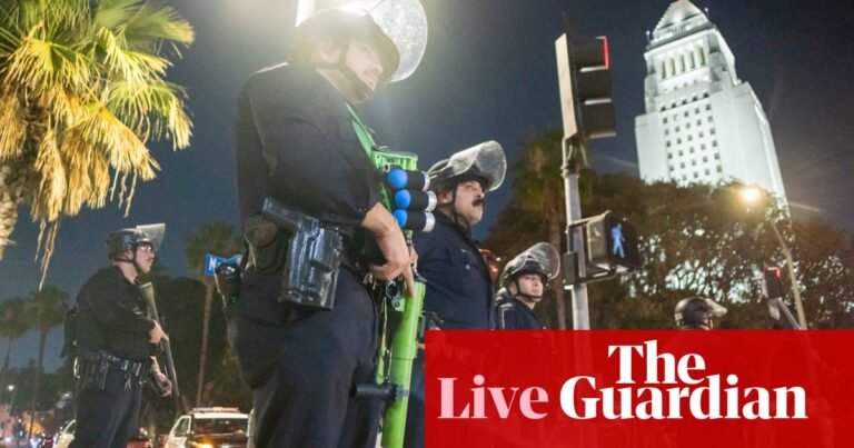 LA protests: LAPD says it has made ‘mass arrests’ after mayor issued curfew for downtown – live | Los Angeles Ice protests