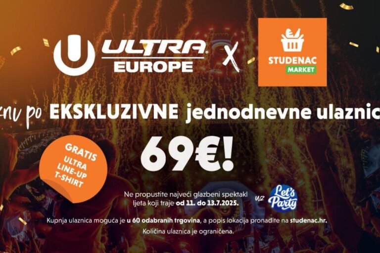 Jednodnevne ulaznice za ULTRA Europe ekskluzivno su dostupne u trgovinama Studenca – uz festivalsku majicu na poklon