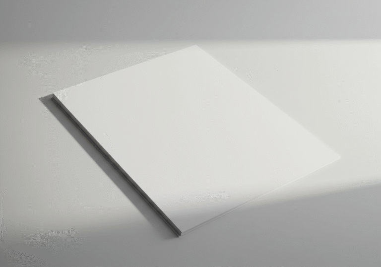 A blank, pristine document, resembling an official report, lies flat on a minimalist, unadorned surface. The scene is illuminated by gentle, diffused light, highlighting the complete absence of any text, charts, or images on its pages, conveying a powerful sense of an unwritten story or missing information.