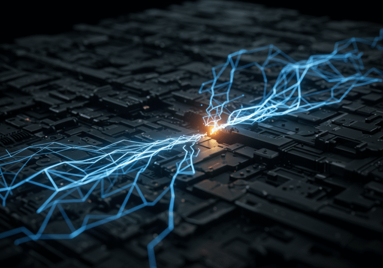 A professional, editorial photograph showcasing an abstract, intricate digital network where a specific flow of data, represented by luminous lines, abruptly ceases or encounters a visible obstruction. The scene is rendered with crisp, cool lighting, highlighting the precise, engineered appearance of the system and the stark nature of the interruption. The image evokes the concept of a critical data access blockage within a complex information processing environment, suitable for a news article on digital system integrity.
